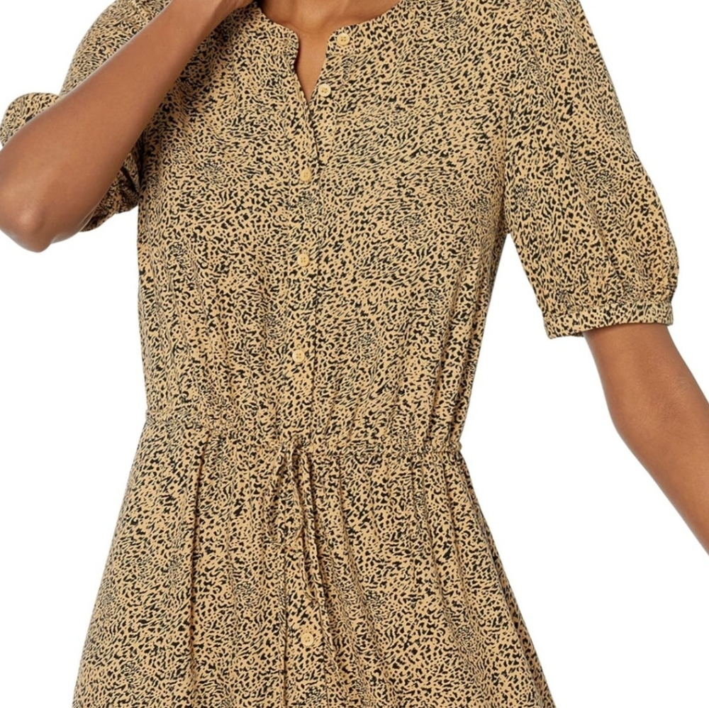 Shirt dress black/camel animal print